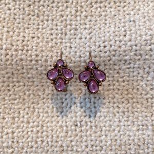 Purple charm drop earrings